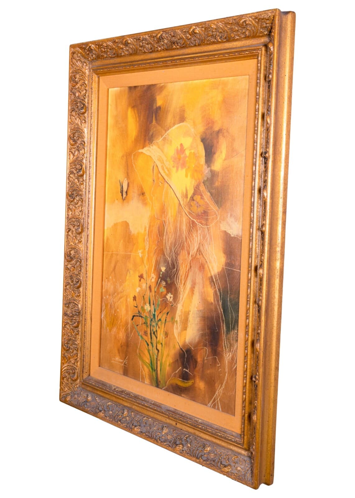 William Benecke Girl Signed Oil Painting on Canvas Art Nouveau Inspired Portrait - Thumbnail 9