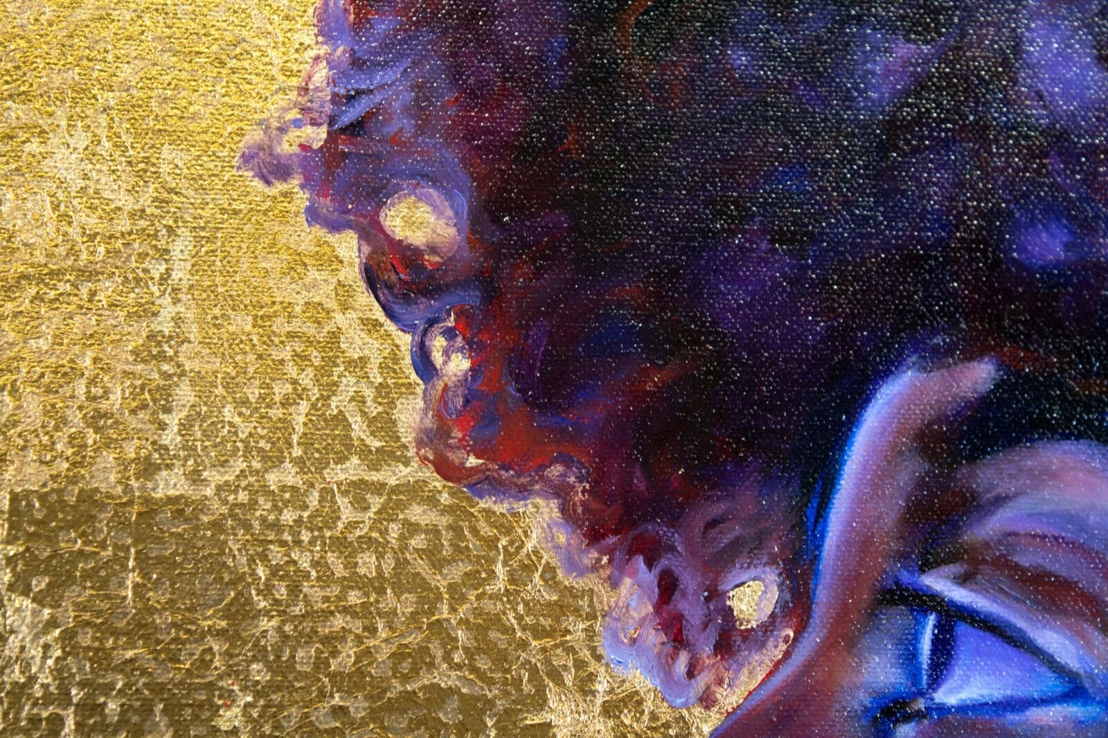 Christopher Adam Williams Lift Every Voice Diptych Oil on Canvas w/ Cu Au Leaf - Thumbnail 7