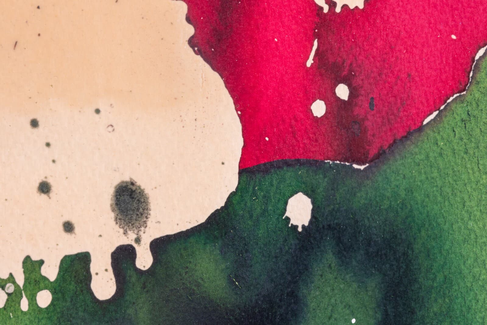 Ray Frost Fleming Red & Green Abstract Signed Contemporary Watercolor on Paper - Thumbnail 5