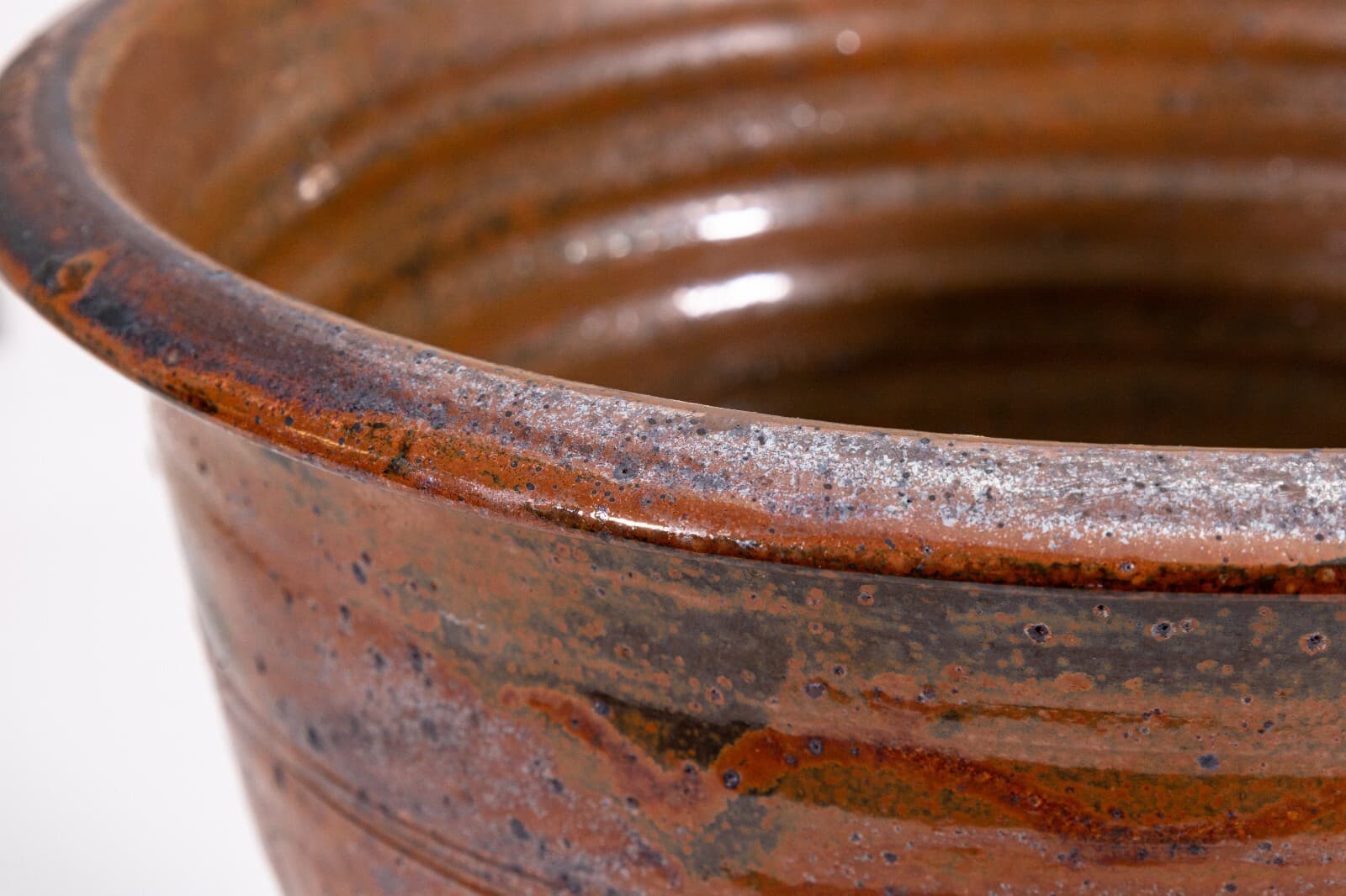 John Glick Modernist Stoneware Glazed Ceramic Footed Planter Plum Tree Pottery - Thumbnail 3