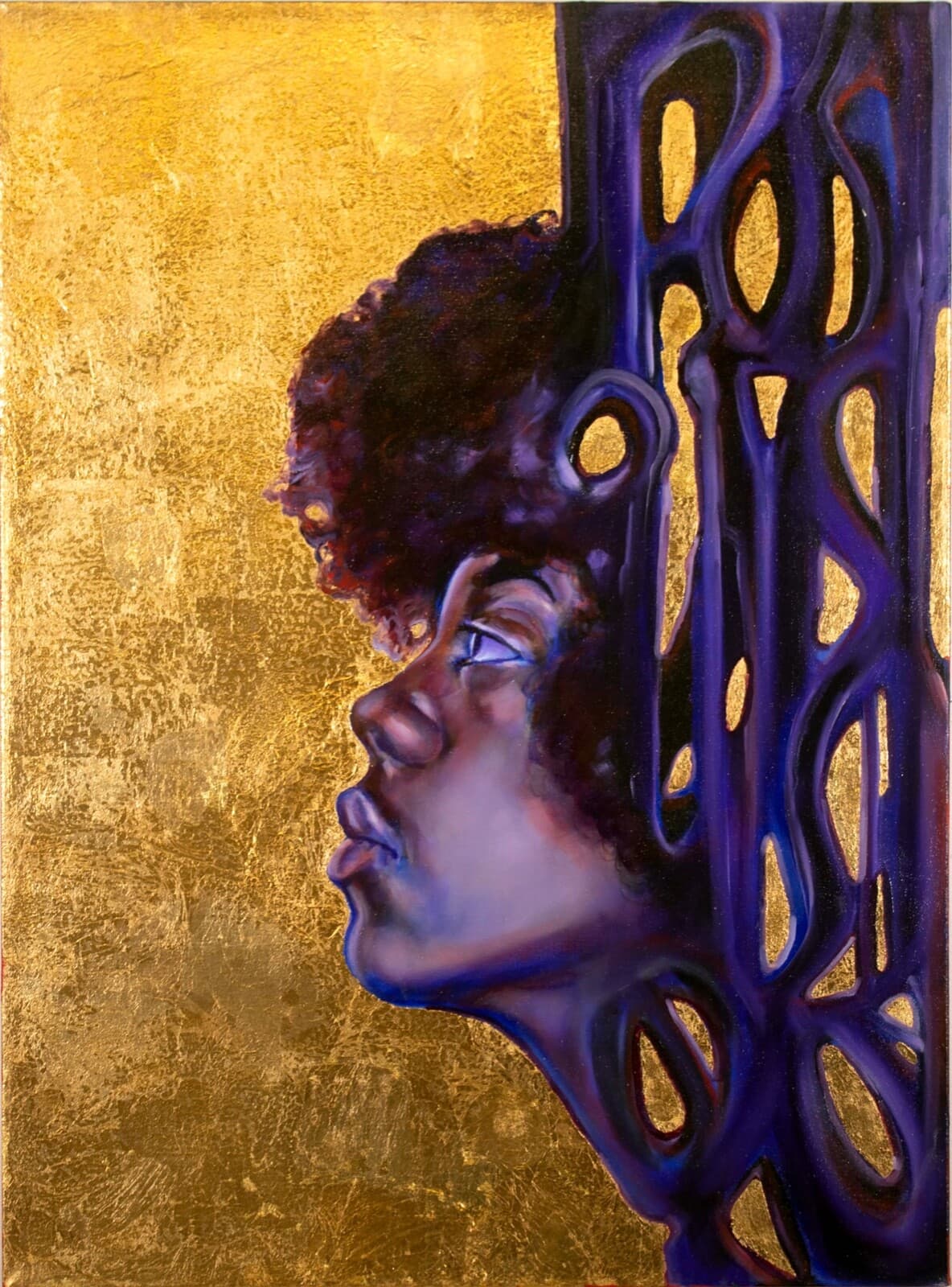 Christopher Adam Williams Lift Every Voice Diptych Oil on Canvas w/ Cu Au Leaf - Thumbnail 2