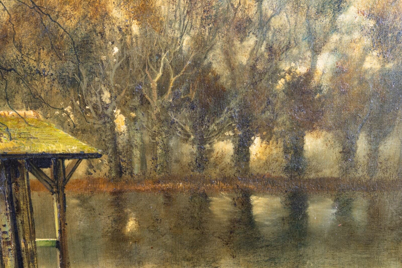 Marc Capaud Etang at Sologne Signed 1975 Oil Painting on Canvas French Landscape - Thumbnail 6