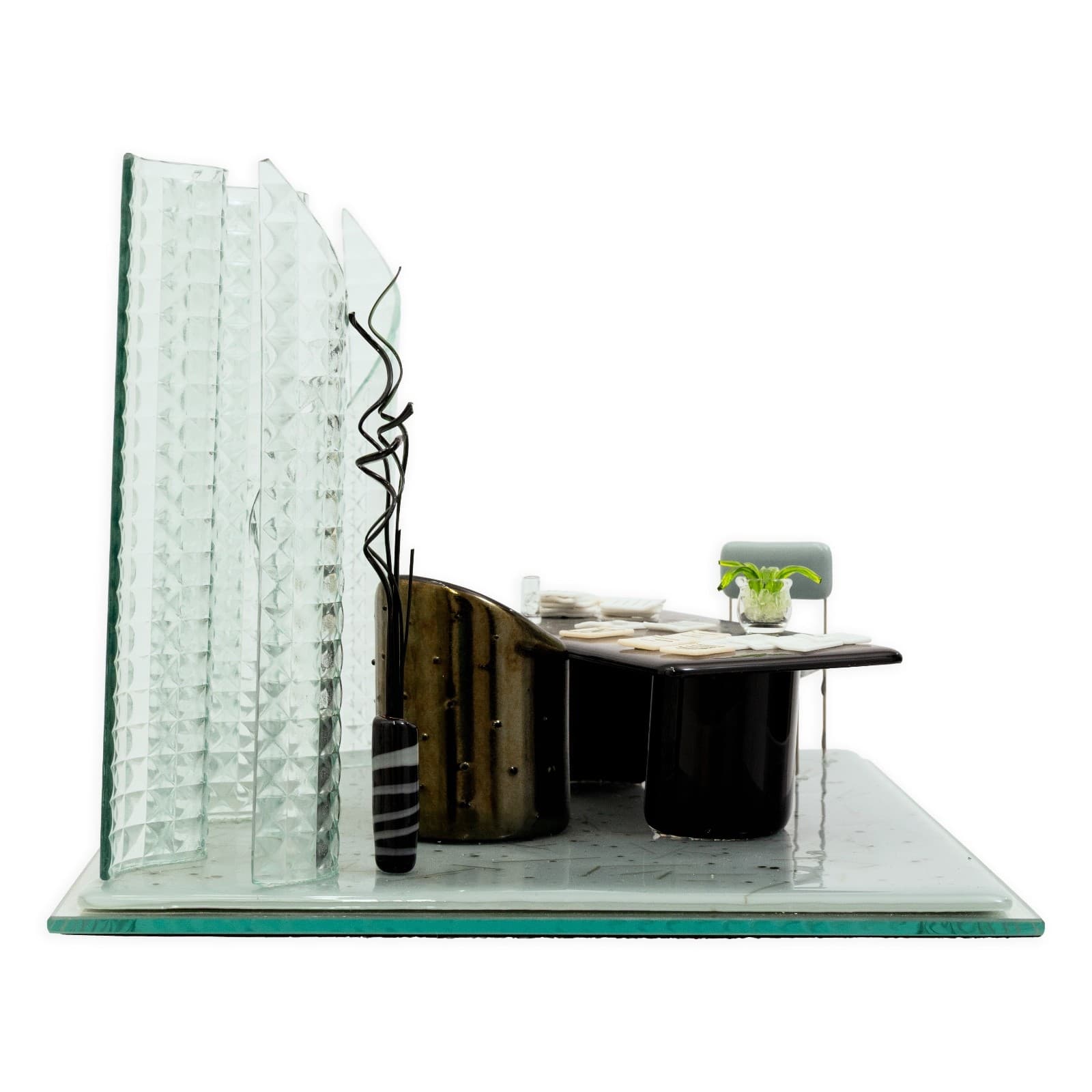 Emily Brock Postmodern Office Signed 1997 Fused Art Glass Table Sculpture - Thumbnail 3