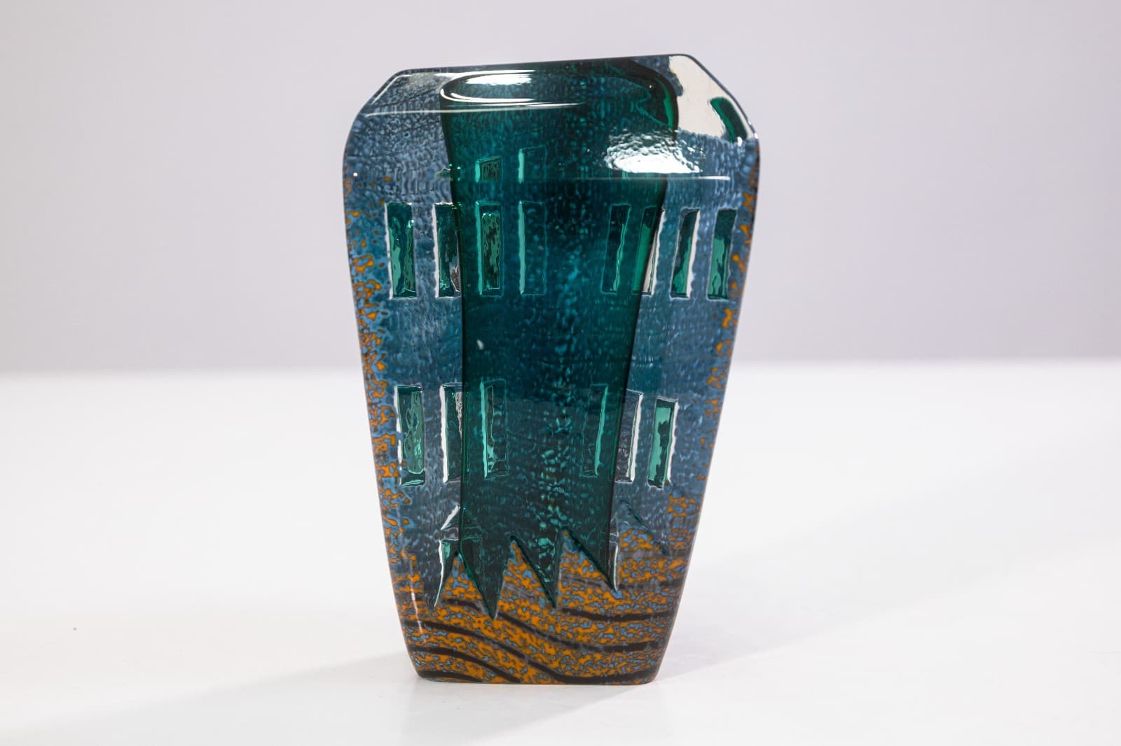 Jose Chardiet Signed 1986 Postmodern Art Glass Table Sculpture with Lighted Base - Thumbnail 6