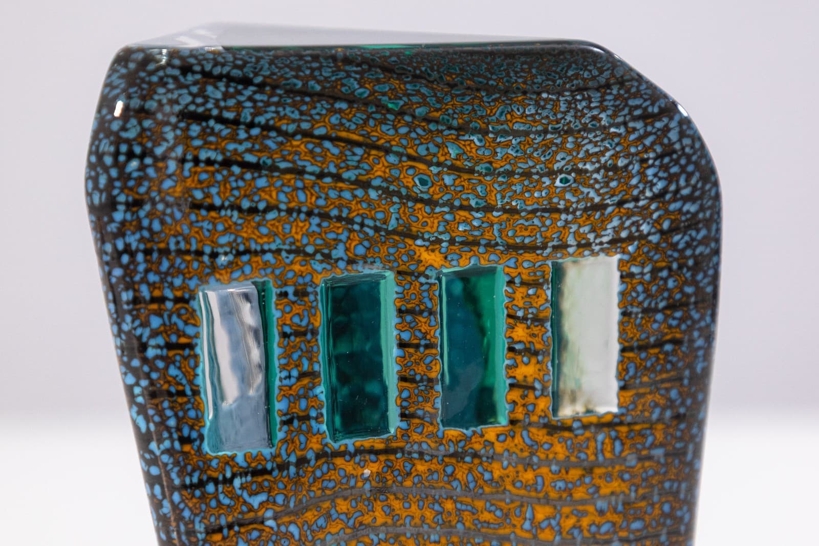 Jose Chardiet Signed 1986 Postmodern Art Glass Table Sculpture with Lighted Base - Thumbnail 4