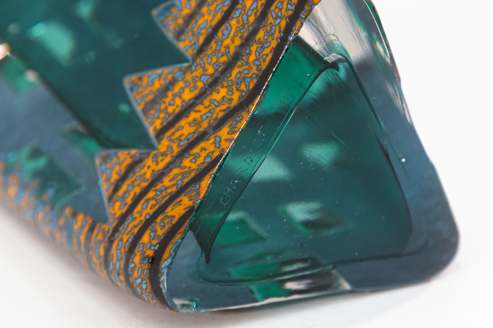 Jose Chardiet Signed 1986 Postmodern Art Glass Table Sculpture with Lighted Base - Thumbnail 7
