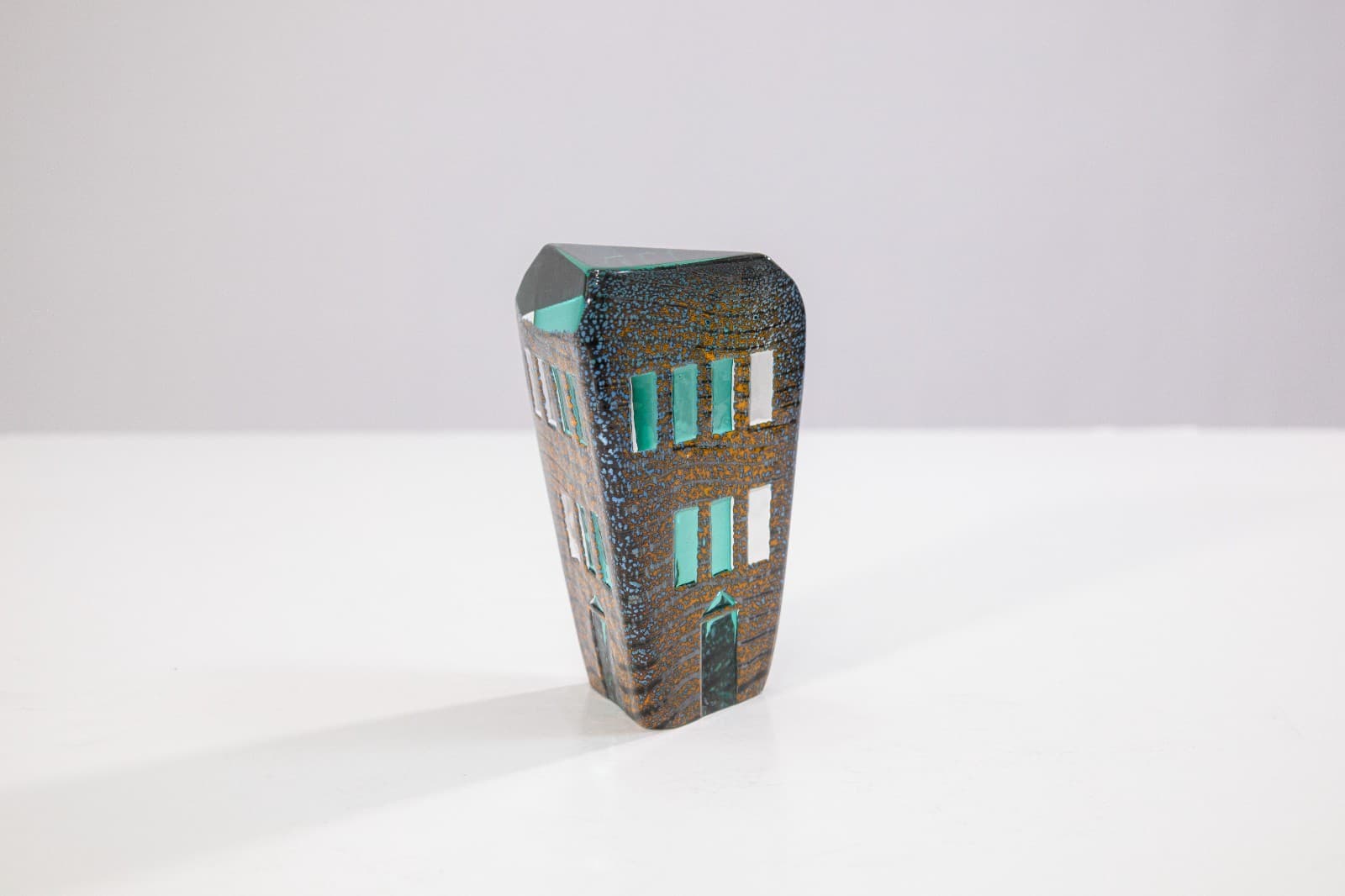 Jose Chardiet Signed 1986 Postmodern Art Glass Table Sculpture with Lighted Base - Thumbnail 2