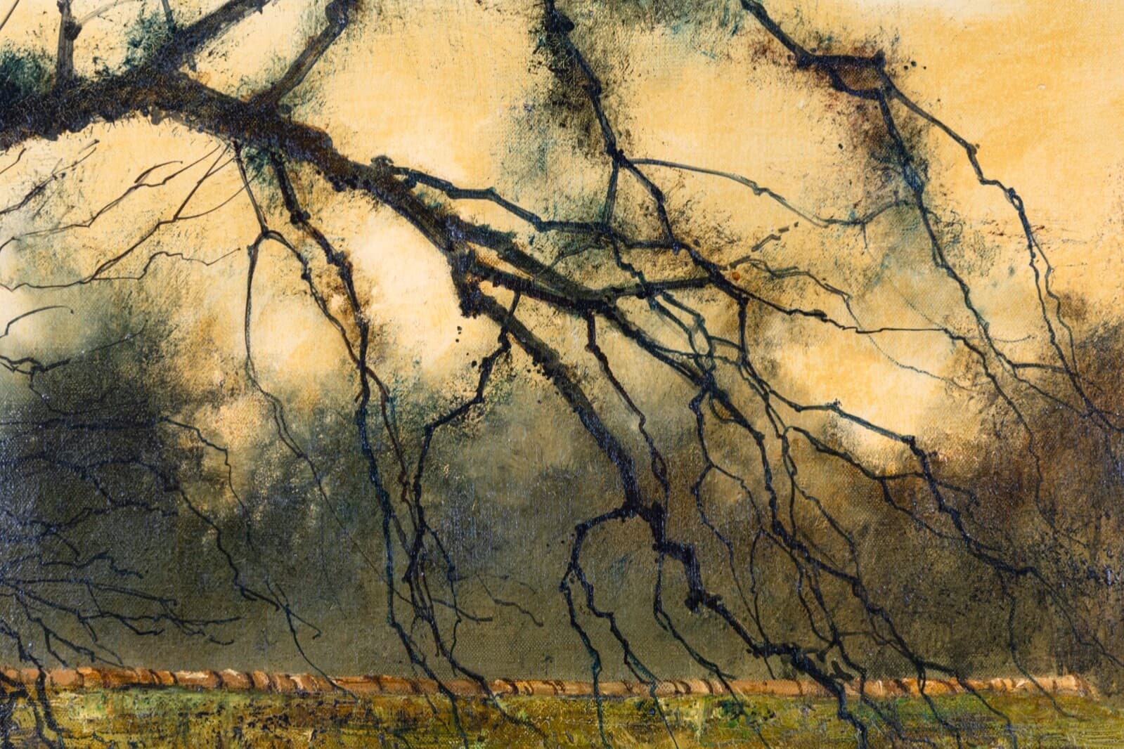 Marc Capaud Etang at Sologne Signed 1975 Oil Painting on Canvas French Landscape - Thumbnail 5