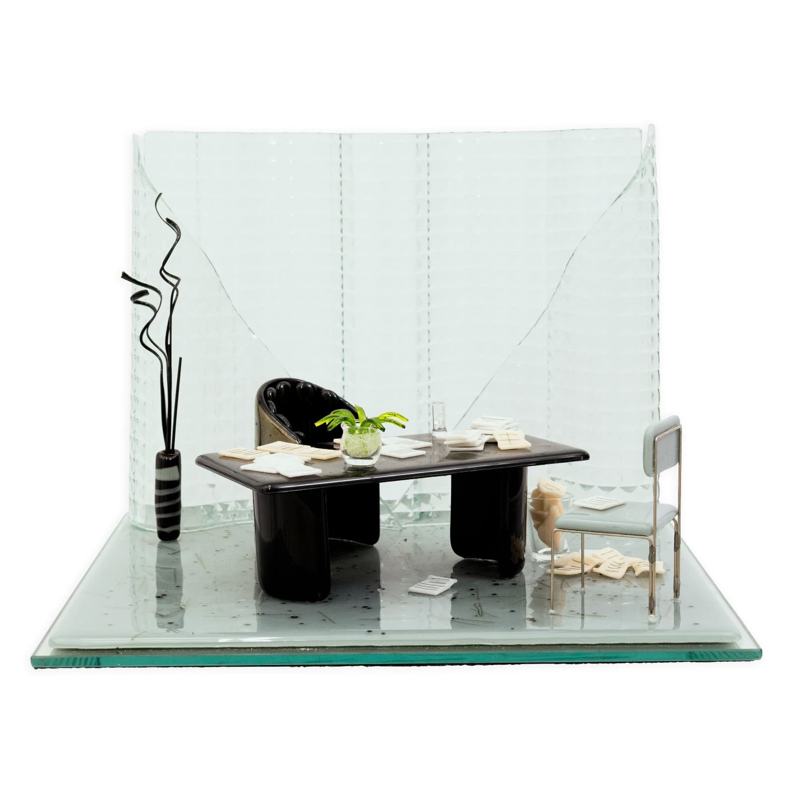 Emily Brock Postmodern Office Signed 1997 Fused Art Glass Table Sculpture - Thumbnail 2