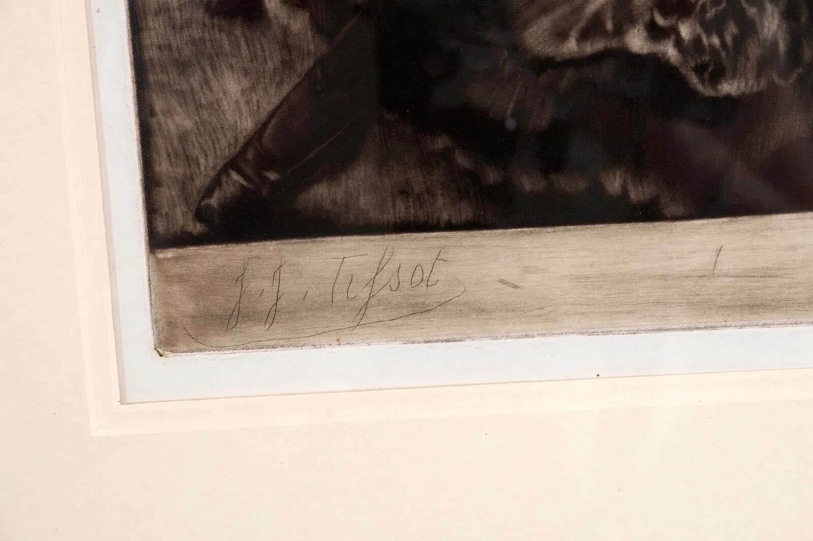 James Tissot Le Banc de Jardin Mezzotint Etching on Paper Beraldi 66 Edition - Thumbnail 7
