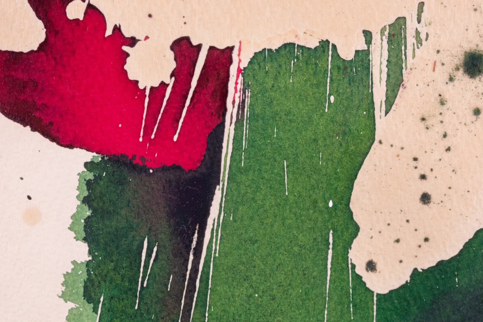 Ray Frost Fleming Red & Green Abstract Signed Contemporary Watercolor on Paper - Thumbnail 6