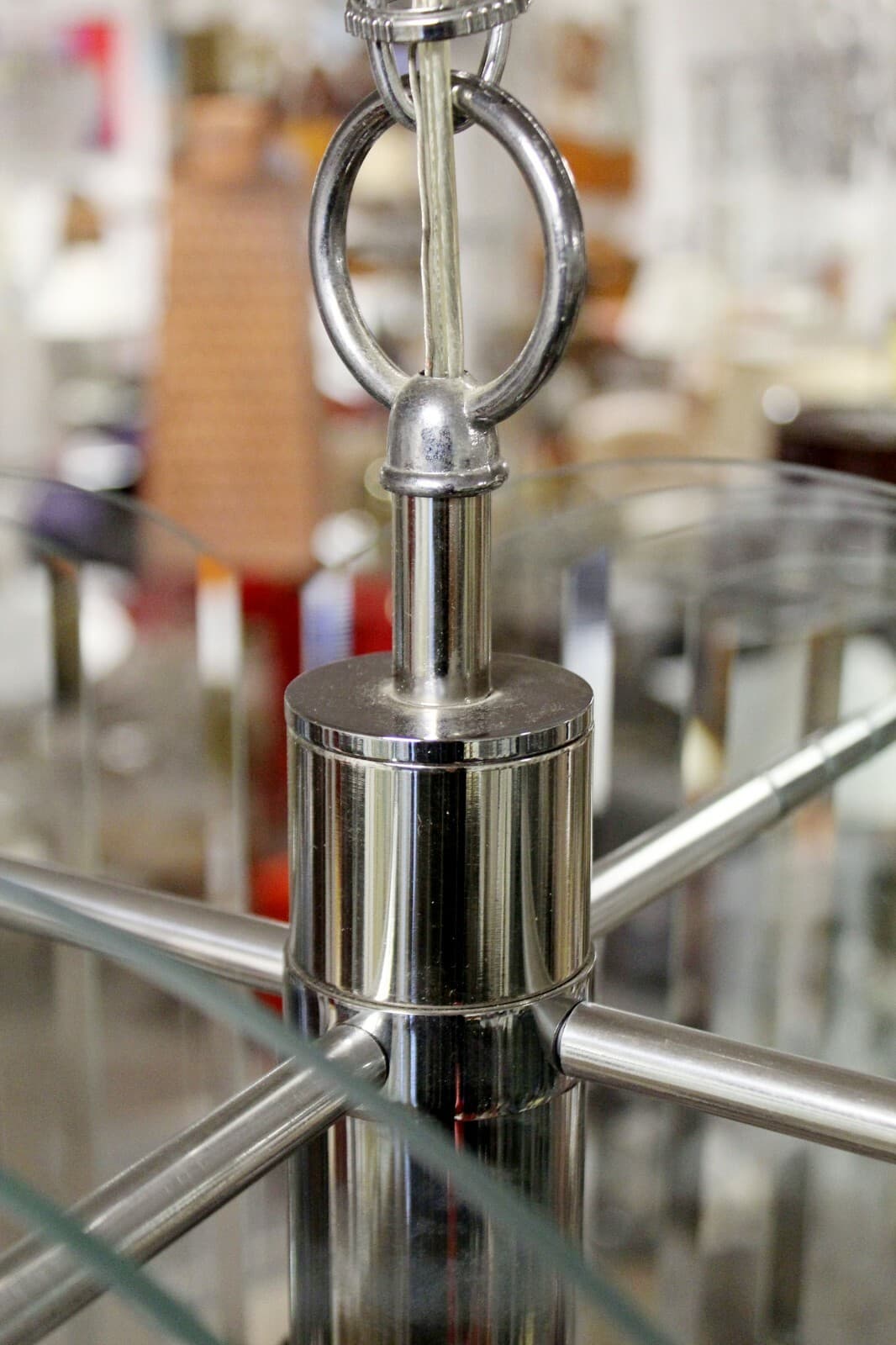Contemporary Tiered Glass & Chrome Chandelier by Forecast Lighting Co. 80s - Thumbnail 8