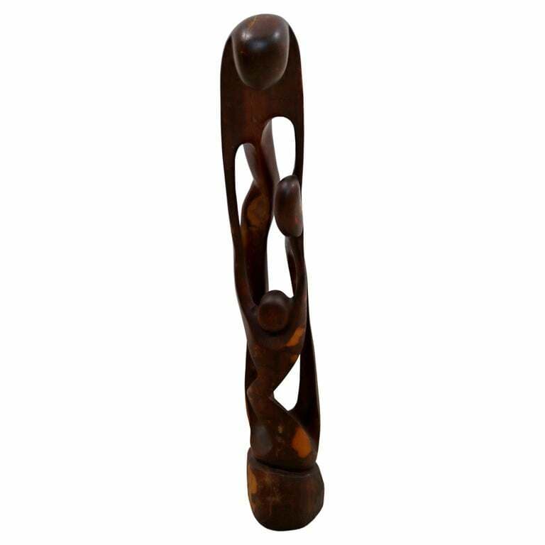 Mid Century Modern Abstract Figurative Wood Carving Floor Sculpture