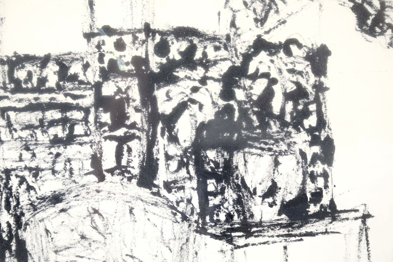 Sophie Fordon Cordoba Spain 1971 Signed Modernist Watercolor Drawing Framed - Thumbnail 5