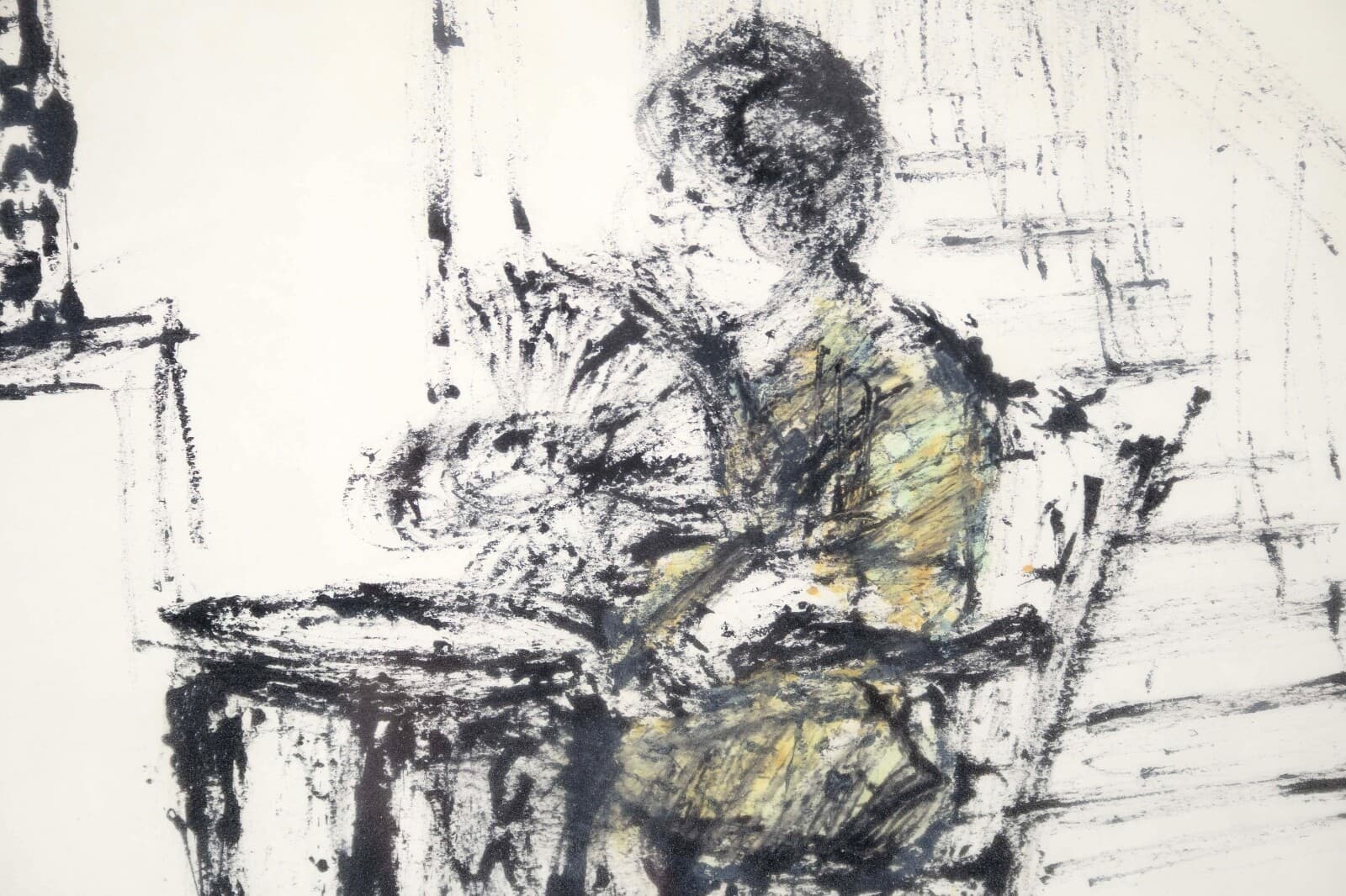 Sophie Fordon Cordoba Spain 1971 Signed Modernist Watercolor Drawing Framed - Thumbnail 4