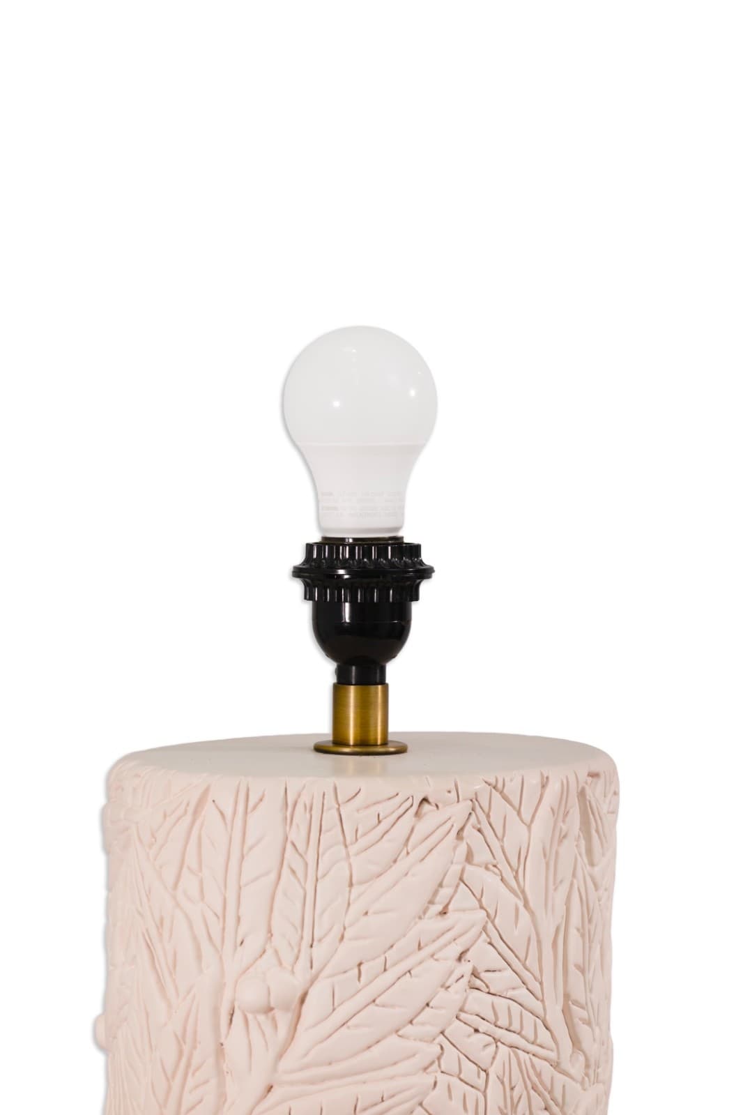 Pair Of Pink Ceramic Flower And Leaf Motif Table Lamps With Vinyl Shades - Thumbnail 3