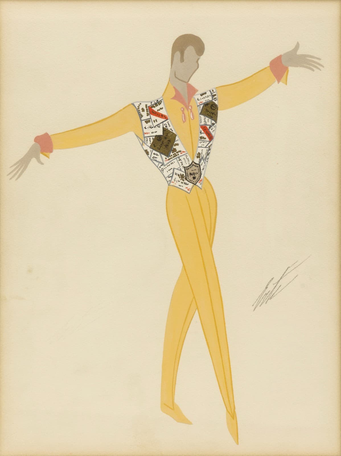 Erte (Romain de Tirtoff 1892-1990)Untitled Gouache, Signed Art Deco Illustration - Thumbnail 2