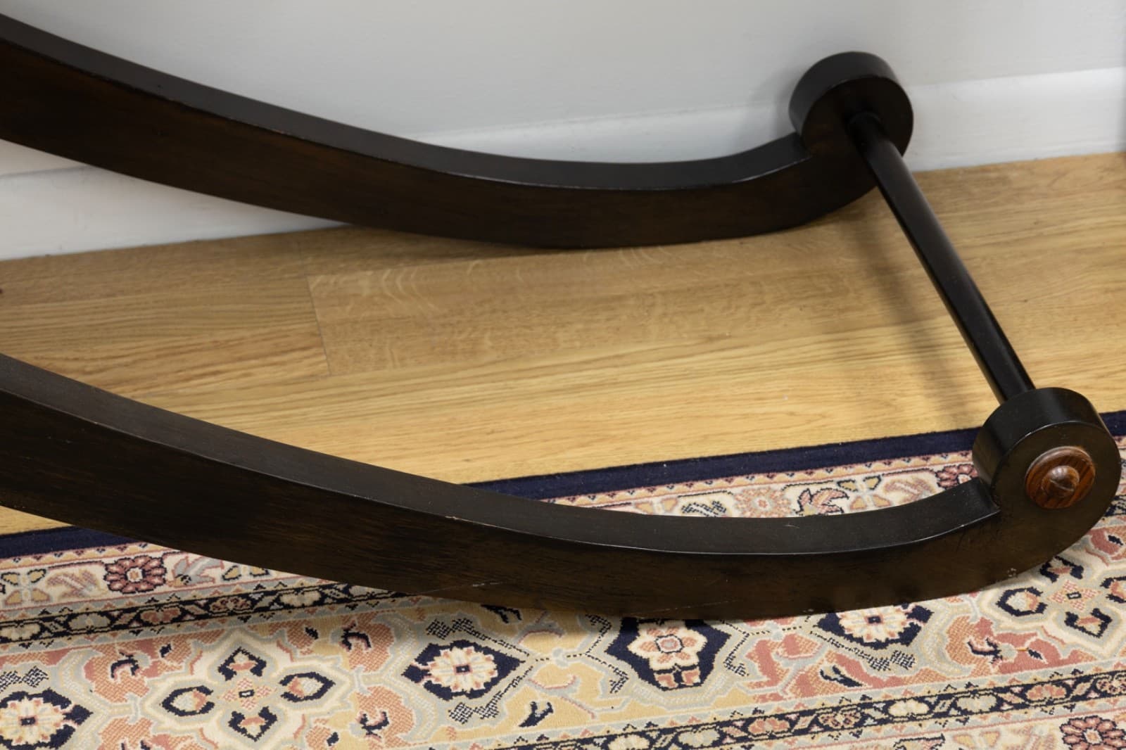 Large Rectangular Curved Wood Console Table With Cross Legs - Thumbnail 5
