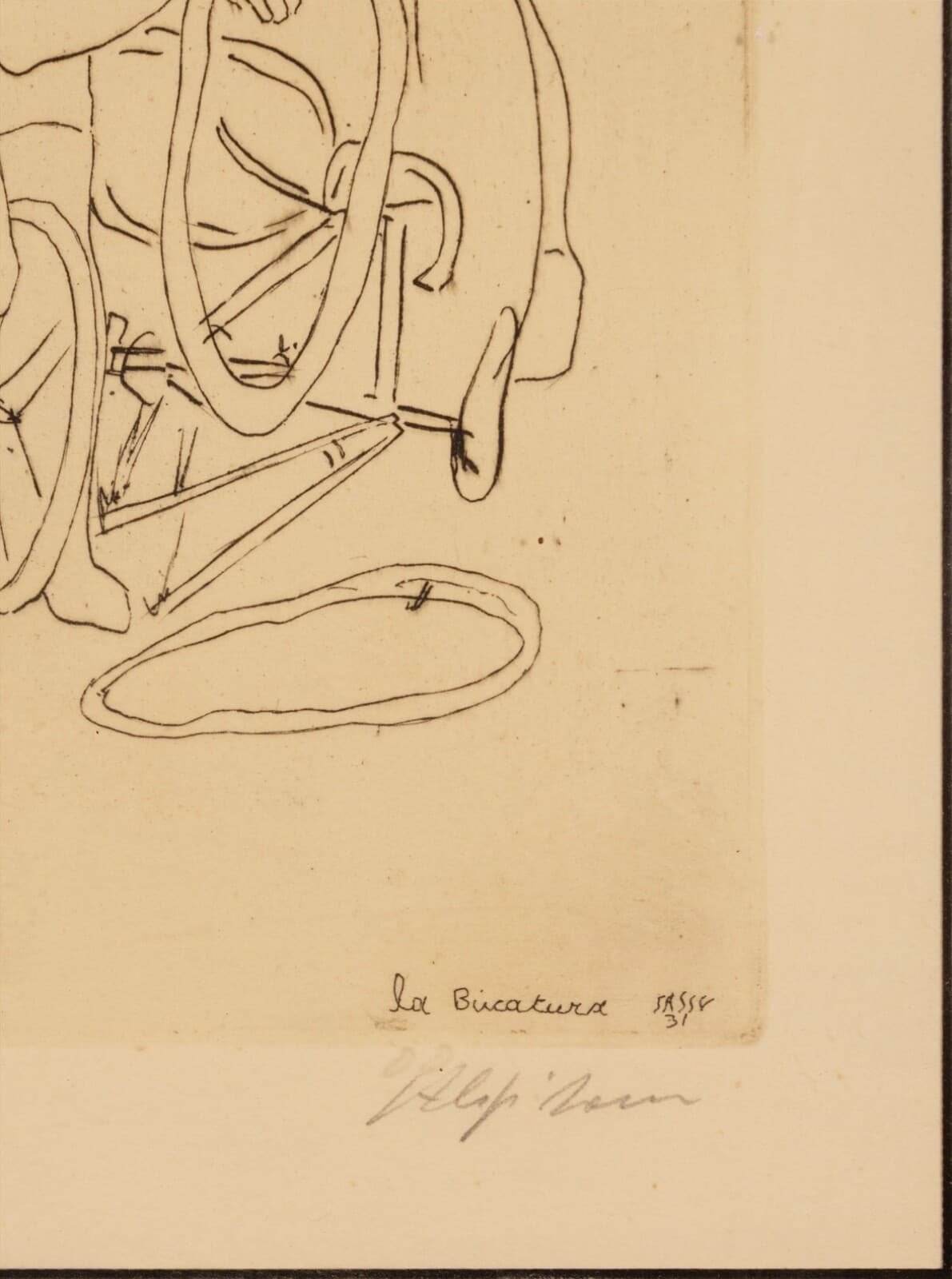 August Mosca Le Demarre Signed Modern Figurative Etching on Paper 53/110 Framed - Thumbnail 6
