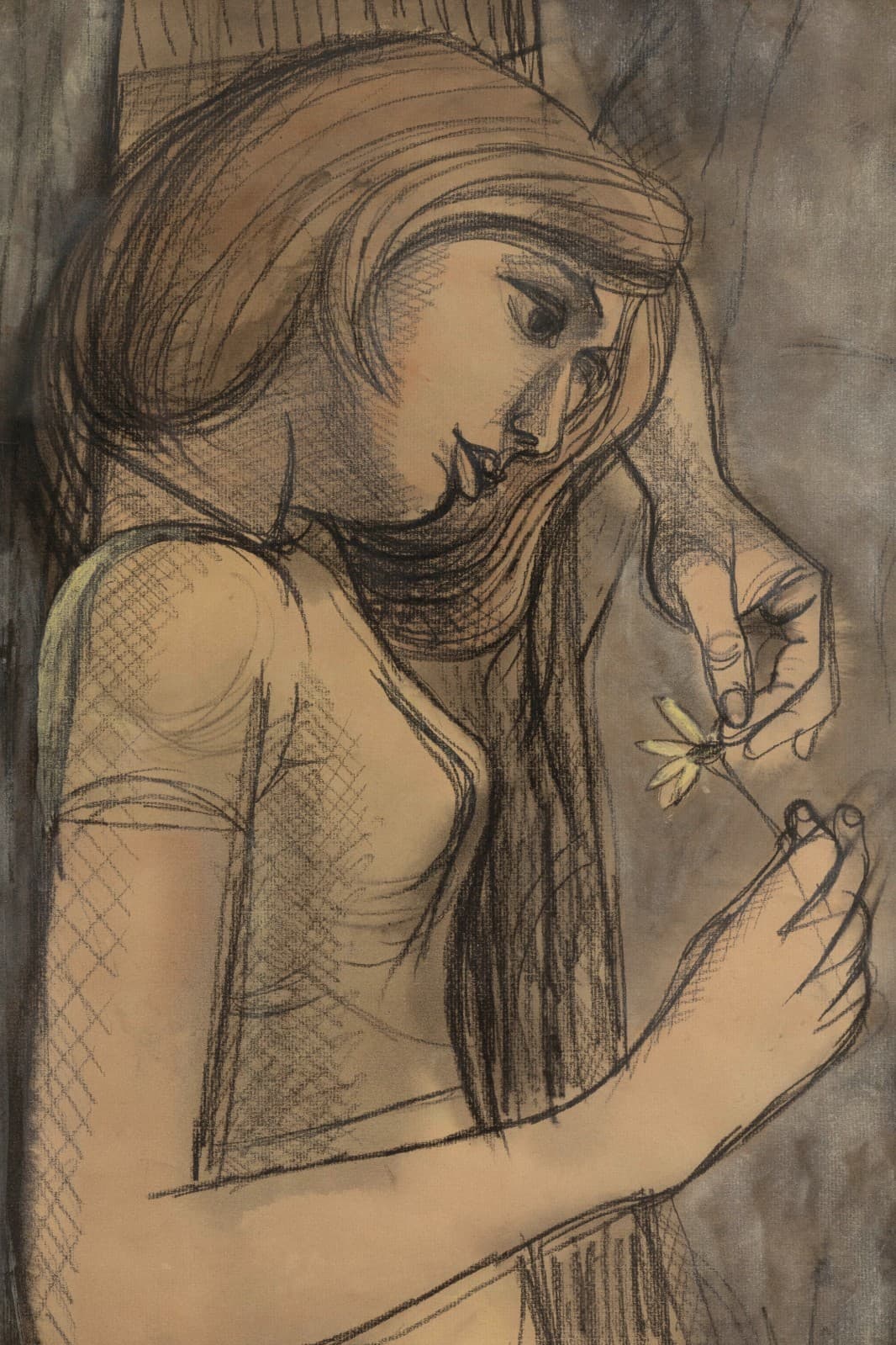 Anton Refregier (1905-1979) Dreaming Signed Charcoal Drawing Mid-Century Modern - Thumbnail 3