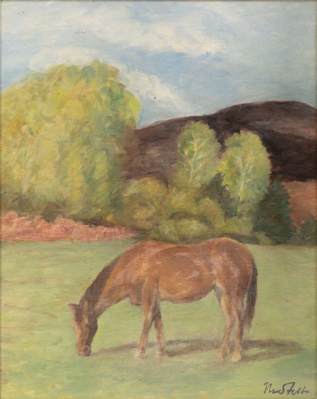 Bror Julius Olsson Nordfeldt (1878-1955) Untitled (Horse) Signed Oil on Board - Thumbnail 2