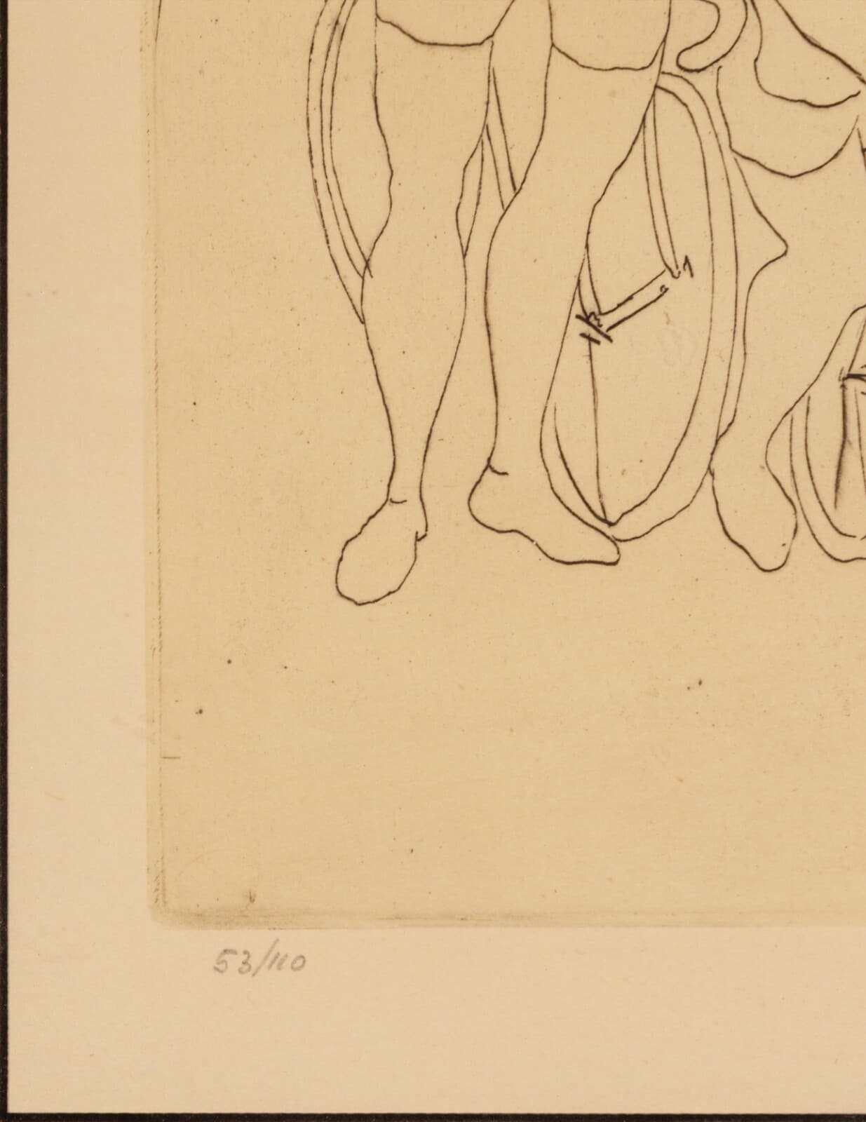 August Mosca Le Demarre Signed Modern Figurative Etching on Paper 53/110 Framed - Thumbnail 5