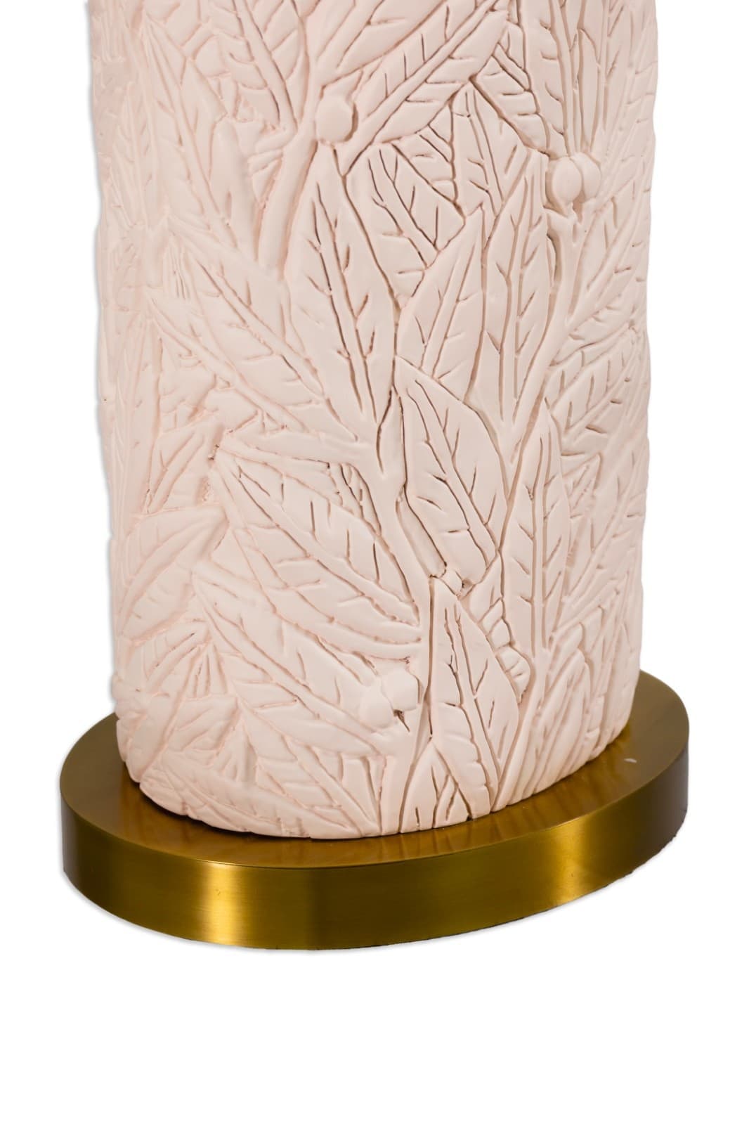 Pair Of Pink Ceramic Flower And Leaf Motif Table Lamps With Vinyl Shades - Thumbnail 5
