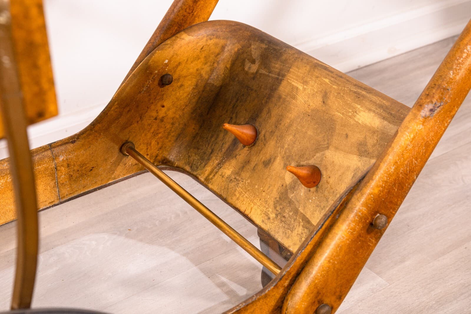 Aldo Tura Goat Skin Brass Bar Serving Cart Vintage 1950s Mid Century Modern - Thumbnail 7