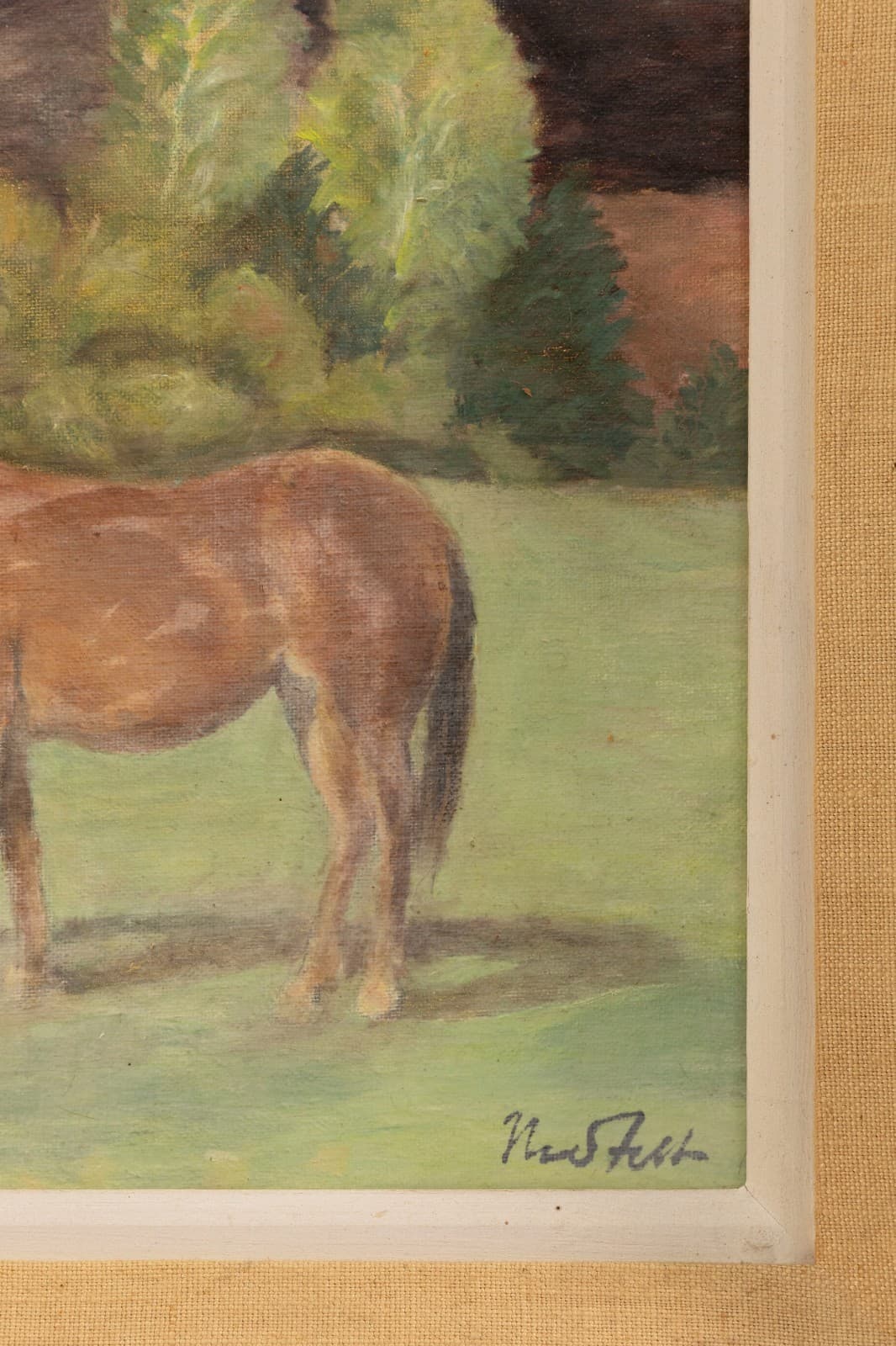 Bror Julius Olsson Nordfeldt (1878-1955) Untitled (Horse) Signed Oil on Board - Thumbnail 5