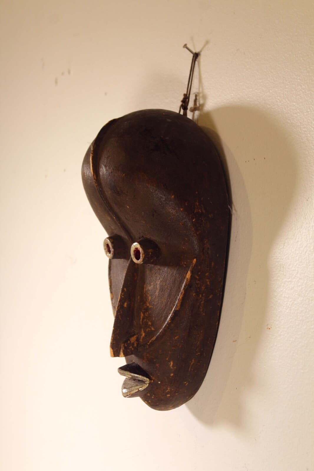 Pair of African Painted Wood Tribal Mask - Thumbnail 2