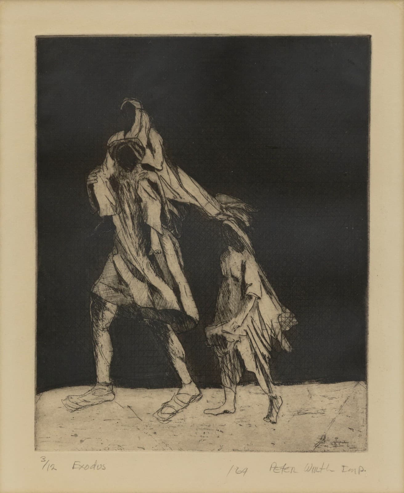 Peter Wirth Exodus 1964 Signed Aquatint Etching 3/12 Modern Figurative - Thumbnail 2