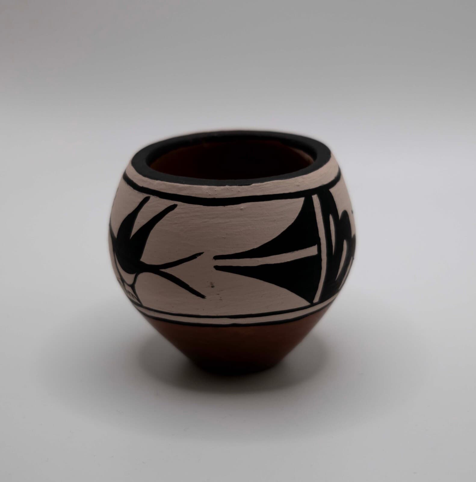 Vintage Zia Tribe Native American Hand Painted Miniature Pottery Bowl Signed - Thumbnail 7