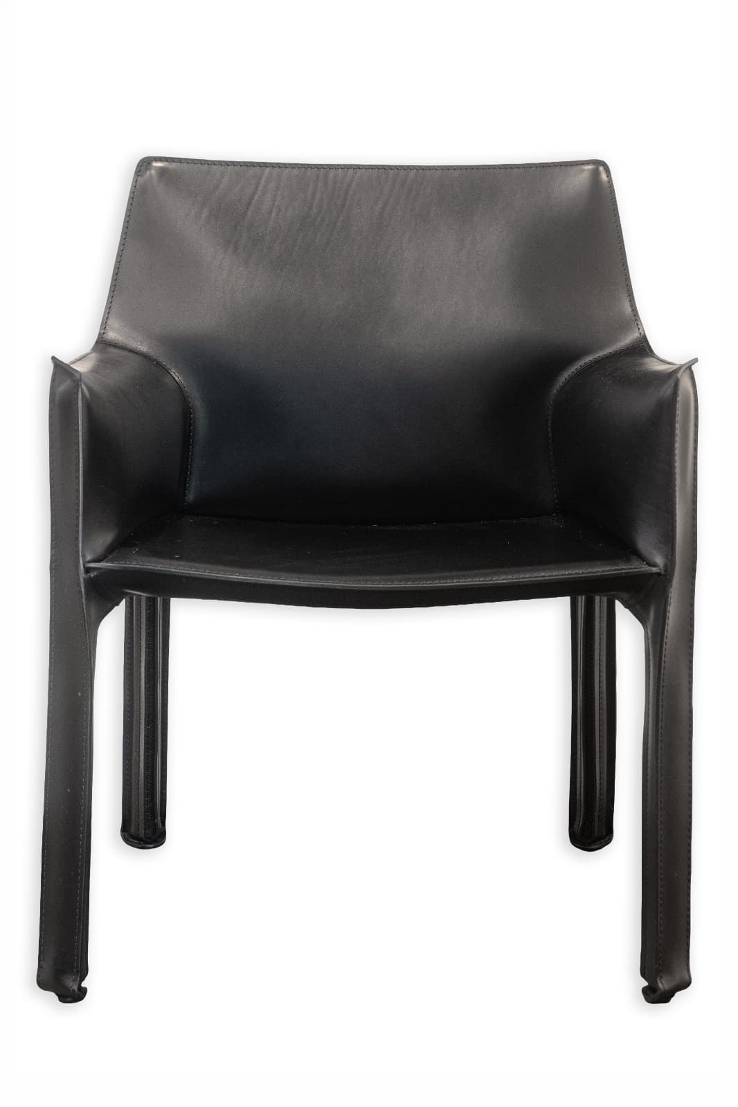 Set of 4 Mario Bellini for Cassina Cab 413 Black Leather Modern Dining Armchairs - Thumbnail 2