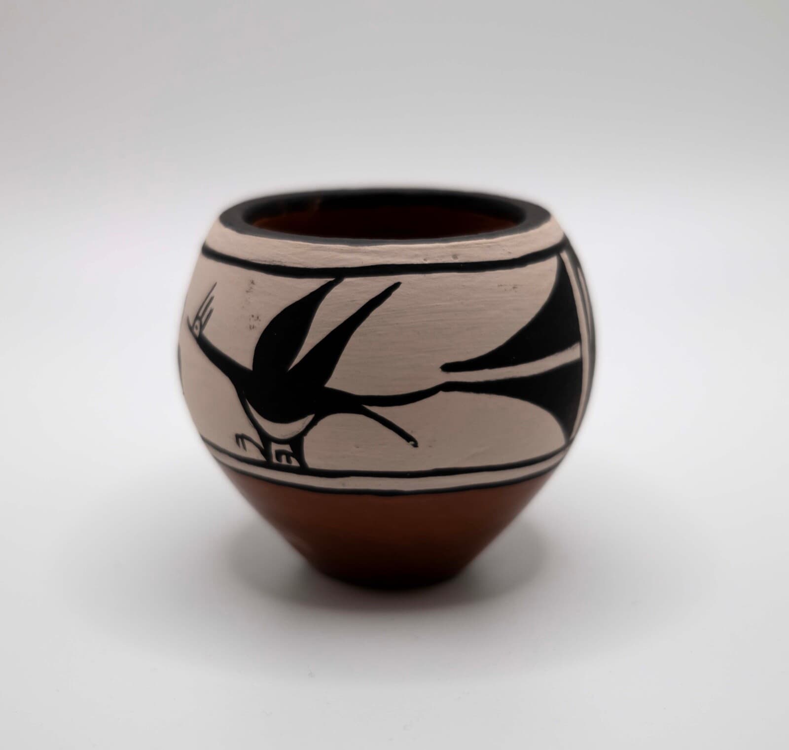 Vintage Zia Tribe Native American Hand Painted Miniature Pottery Bowl Signed - Thumbnail 3