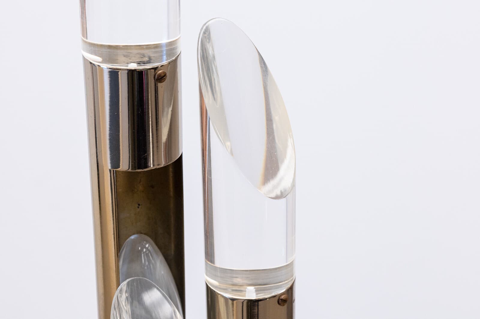 1970s Polished Chrome Three Fixture Table Lamp with Lucite Acrylic Prism Tips - Thumbnail 3