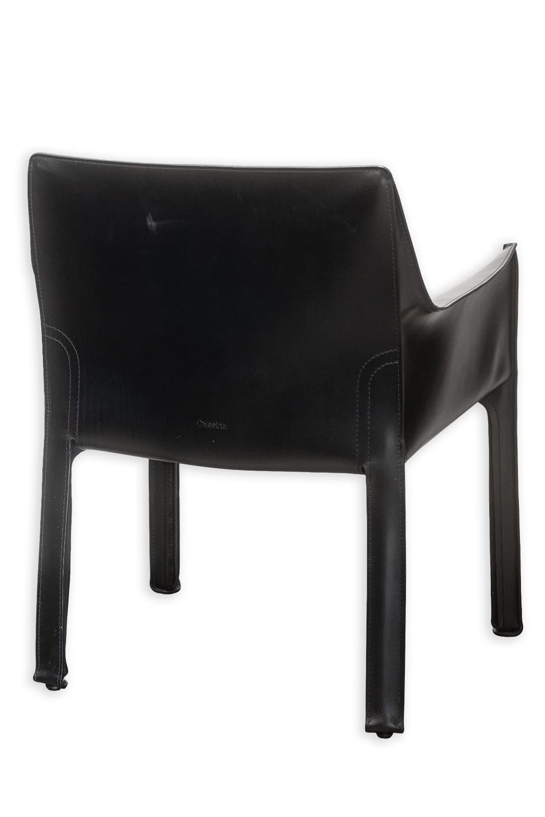 Set of 4 Mario Bellini for Cassina Cab 413 Black Leather Modern Dining Armchairs - Thumbnail 5