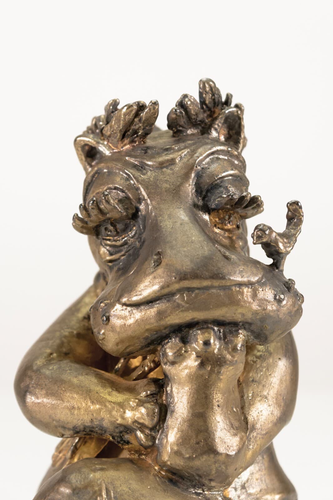Modern Brutalist Fashionista Hippopotamus Cast Metal Sculpture Signed G.G. 1973 - Thumbnail 4