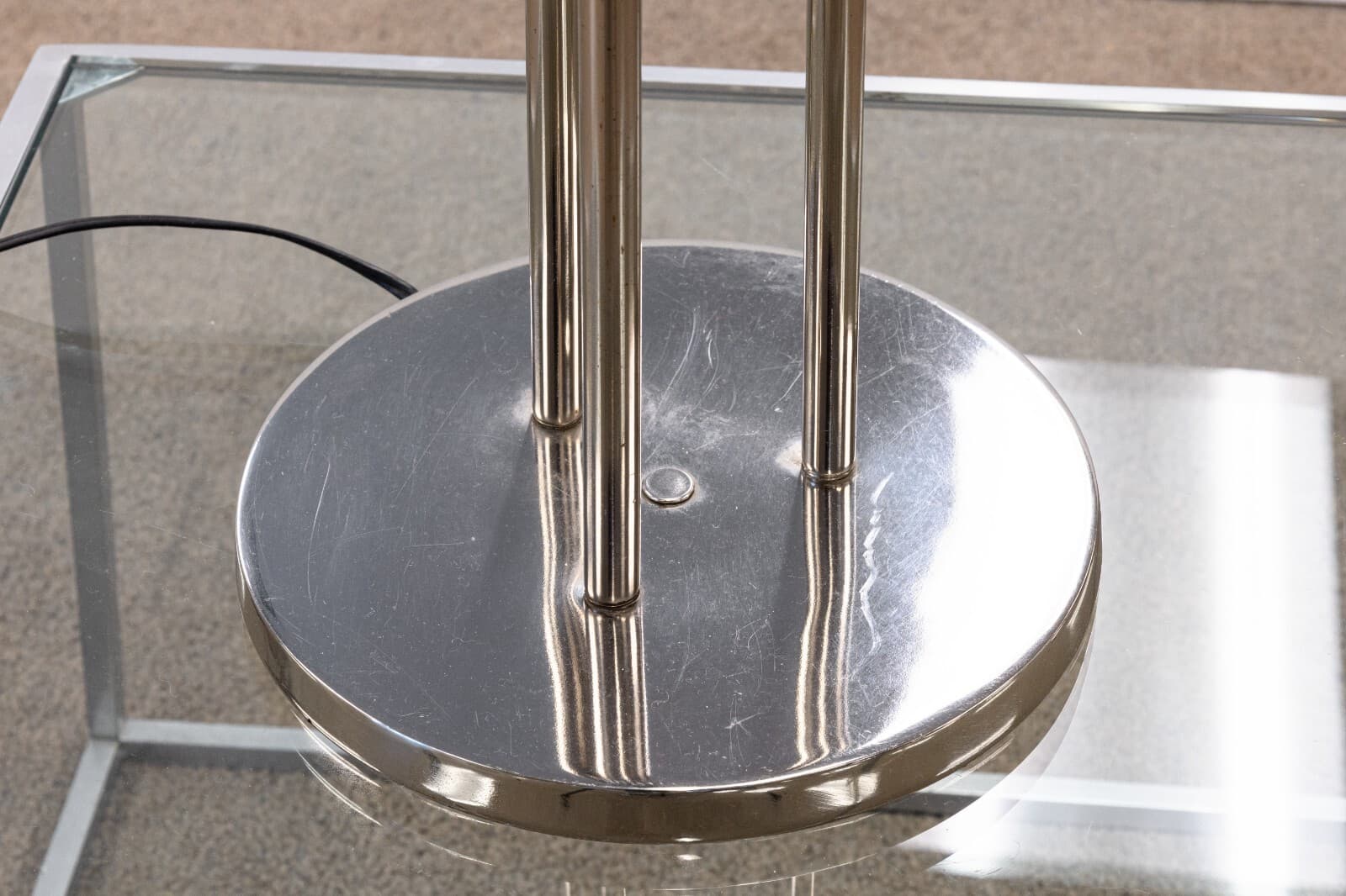 1970s Polished Chrome Three Fixture Table Lamp with Lucite Acrylic Prism Tips - Thumbnail 6