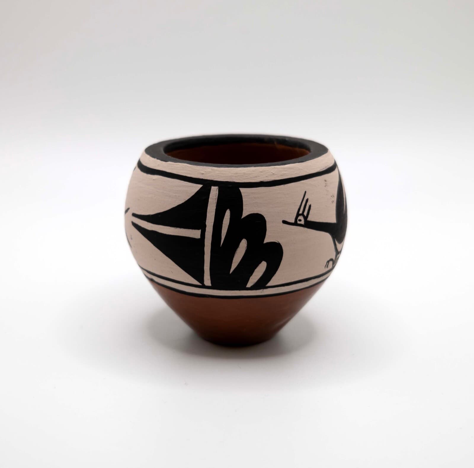 Vintage Zia Tribe Native American Hand Painted Miniature Pottery Bowl Signed - Thumbnail 2
