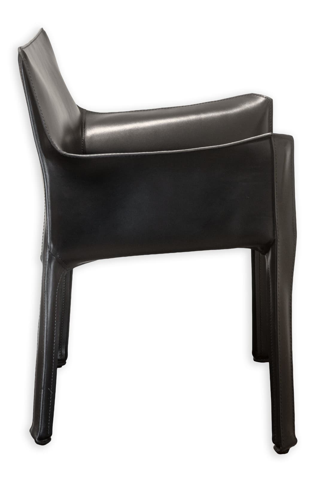 Set of 4 Mario Bellini for Cassina Cab 413 Black Leather Modern Dining Armchairs - Thumbnail 4