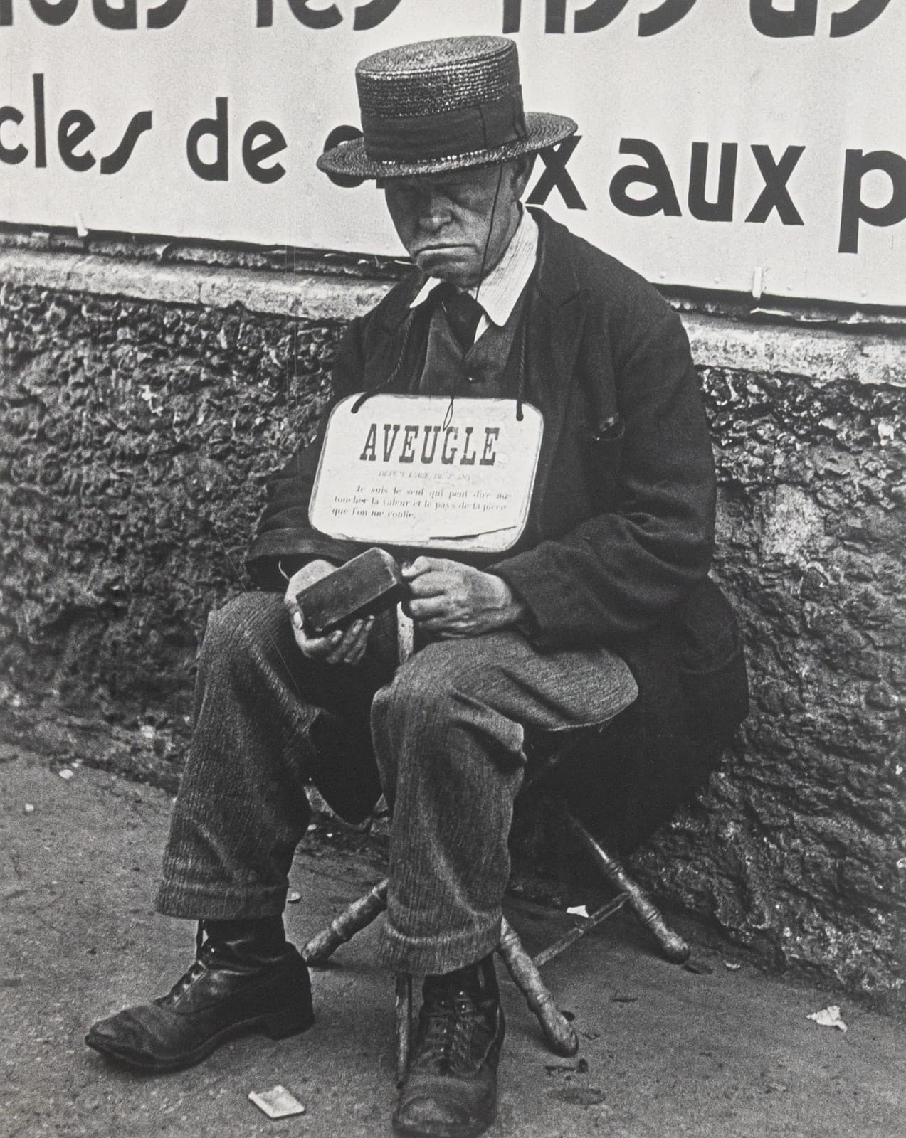 Lisette Model - Blind Man in Front of Billboard, 1933-38 Silver Gelatin Print - Thumbnail 2