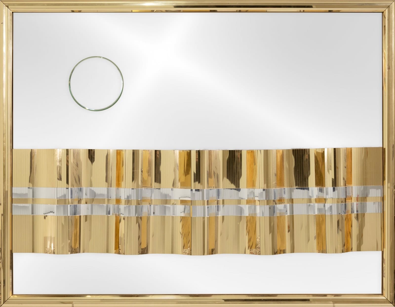 Mixed Silver And Gold Metal Mirrored Hanging Wall Sculpture