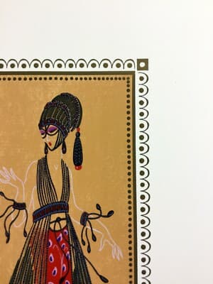 Mid Century Modern Deco Unframed Calyph's Favorite Erte Signed Lithograph - Thumbnail 4