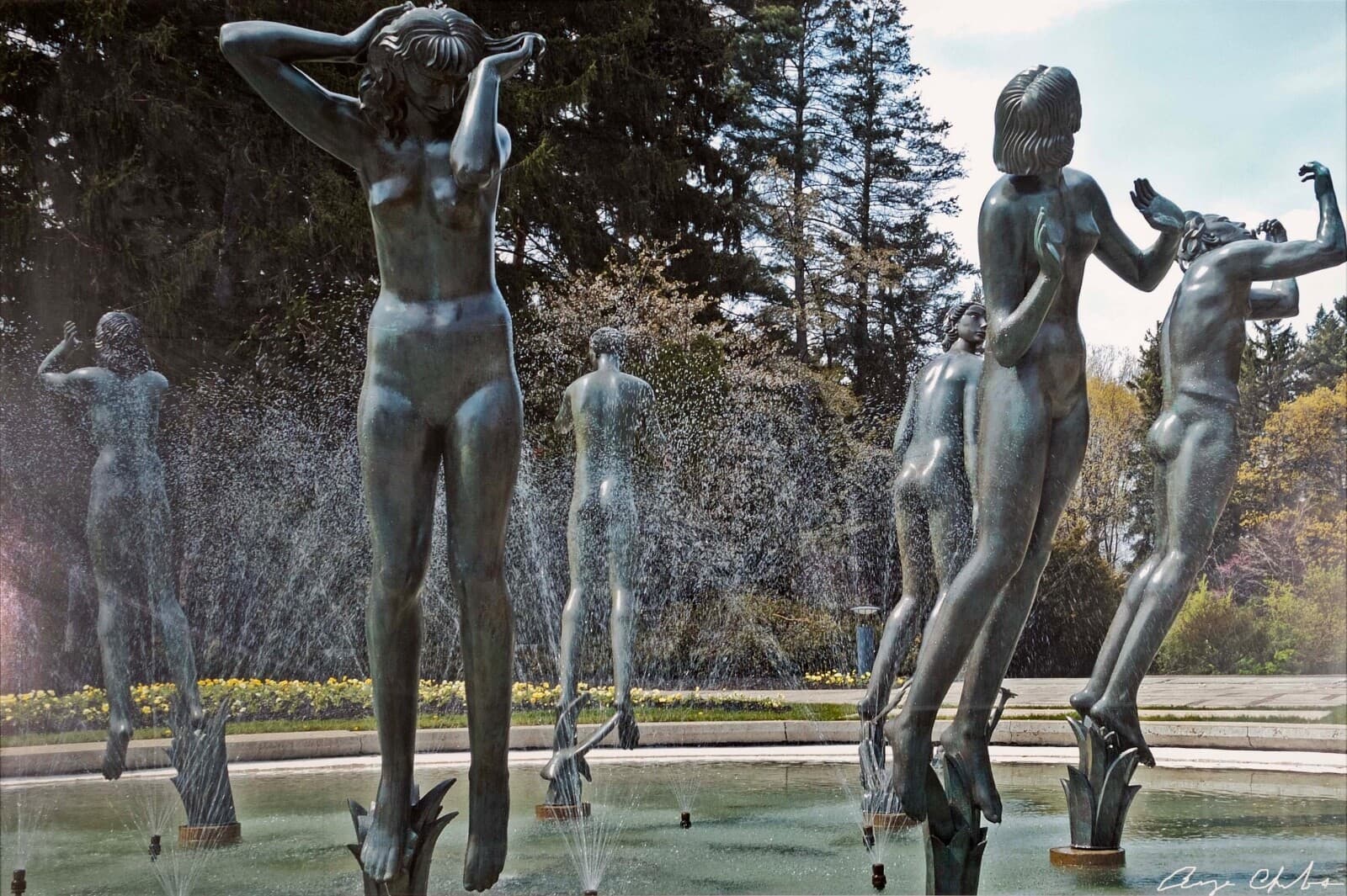 Cranbrook Amye Charfoos Orpheus Fountain by Carl Milles Color Photograph Signed - Thumbnail 2