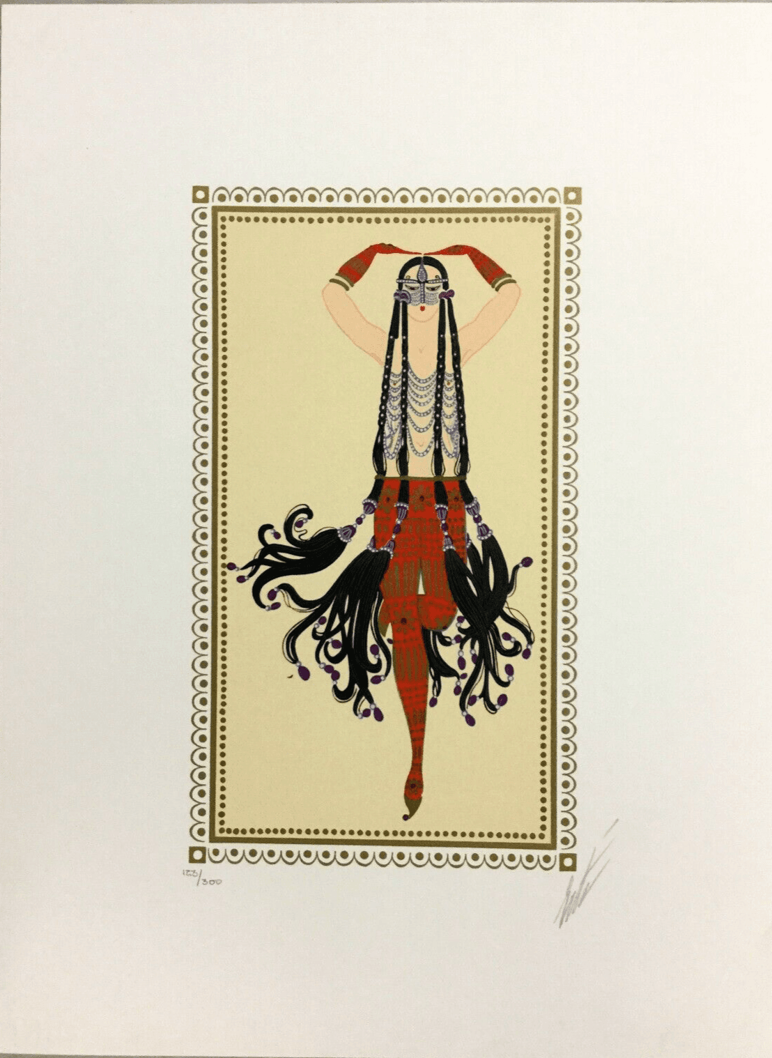 Mid Century Modern Deco Unframed Scheherezade 6 Harem Erte Signed Lithograph