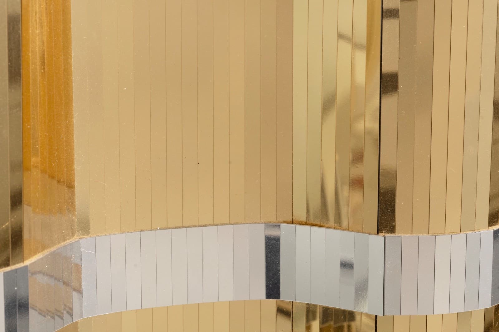 Mixed Silver And Gold Metal Mirrored Hanging Wall Sculpture - Thumbnail 4