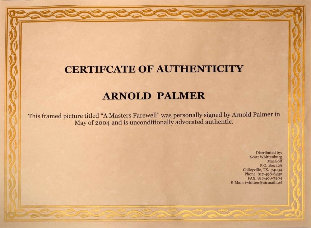 Masters 2004 Arnold Palmer Signed Photograph, Flag, & Pin in Memorabilia Frame - Thumbnail 12