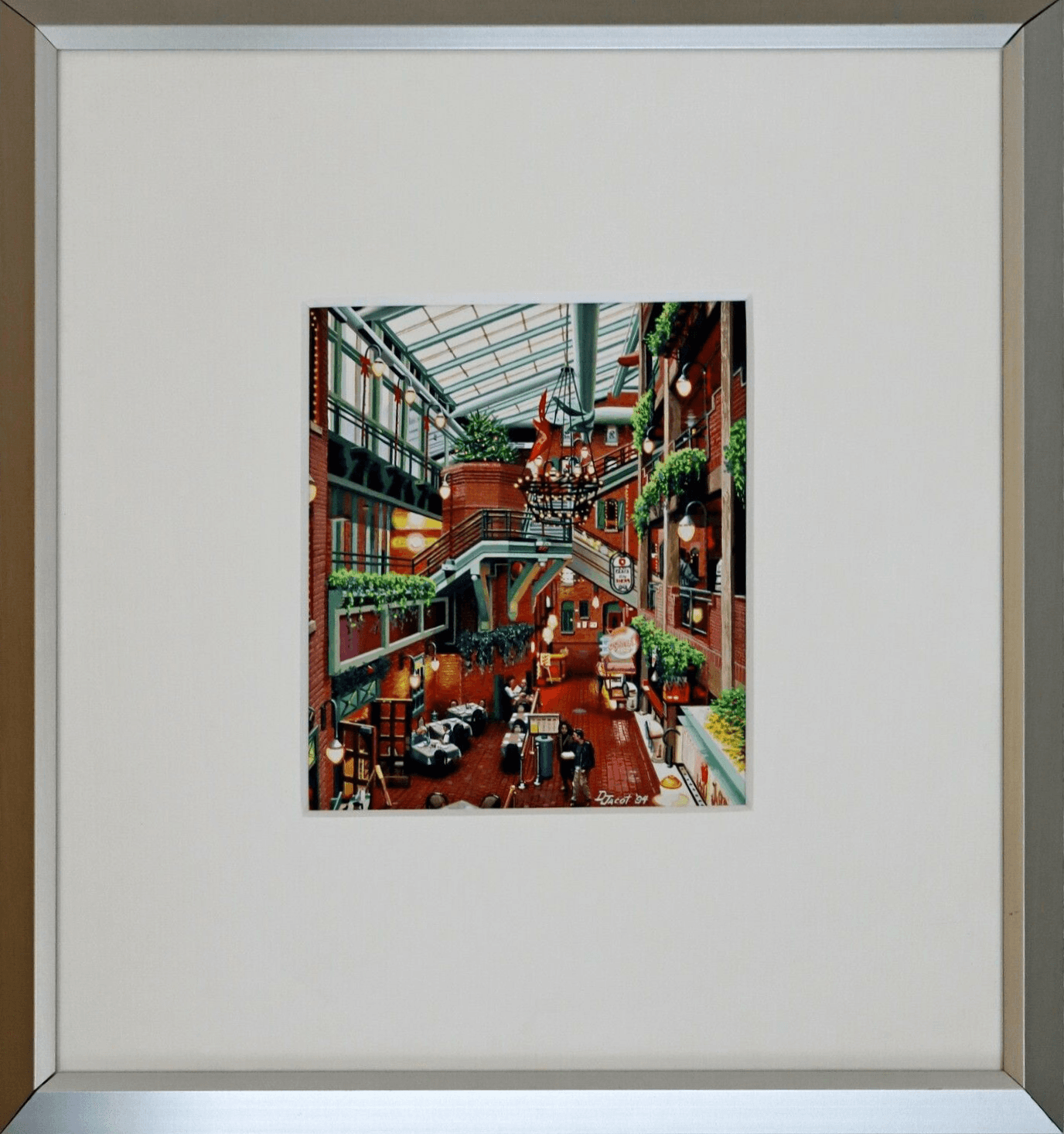 Don Jacot Trapper's Alley Gouache on Board Framed Photo Realistic Painting