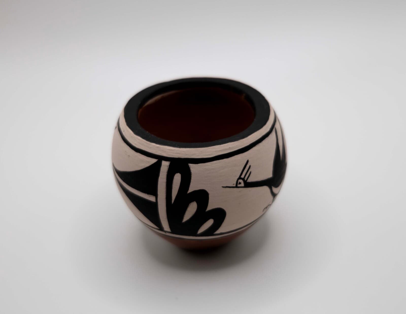 Vintage Zia Tribe Native American Hand Painted Miniature Pottery Bowl Signed - Thumbnail 4