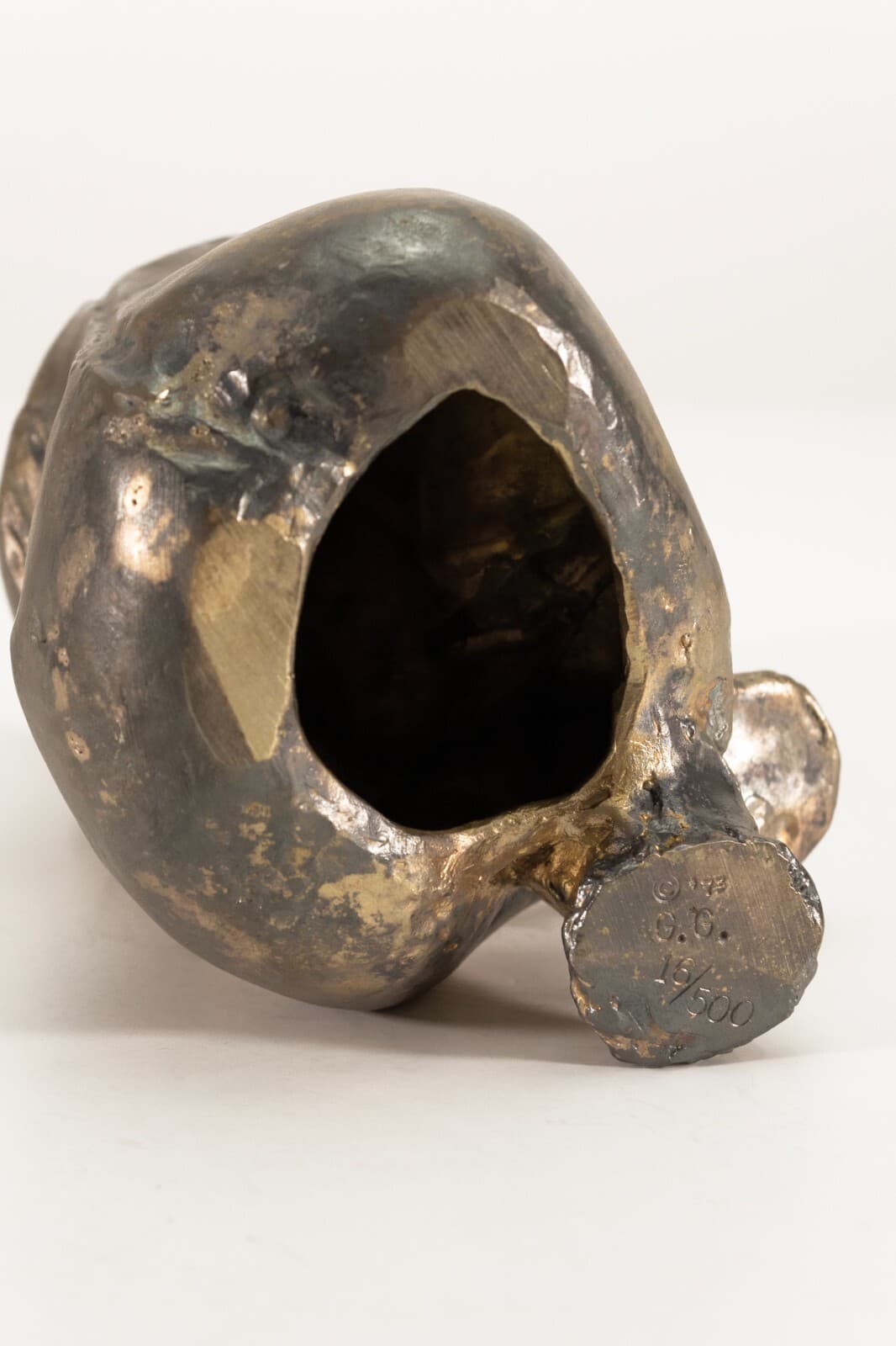 Modern Brutalist Fashionista Hippopotamus Cast Metal Sculpture Signed G.G. 1973 - Thumbnail 6